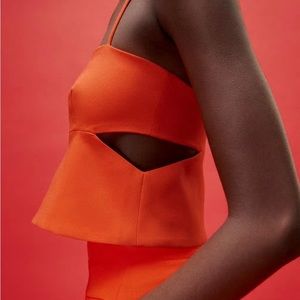 Zara Cut Out Crop Top - Intense Coral